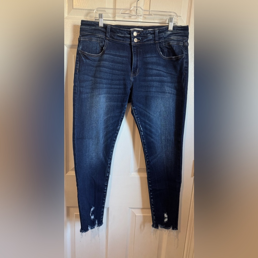 Kancan Signature low rise ankle skinny Dark Blue Distressed Women Jeans
